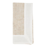 Neutral beige cloth napkin with white border