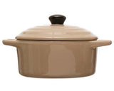 Serve up an appetizer or supper for one with this adorable baker. Made of durable stoneware, this baking dish holds up to a 1 cup of food. These are perfect for newlyweds or college students.  Materials: Stoneware  Dimensions: 3" high x 5" diameter