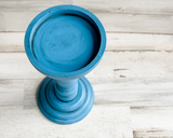 Wooden farmhouse blue candle holder, Lake house decor, Dark blue pillar candle holder, Handpainted, Made in the USA, JaBella Designs