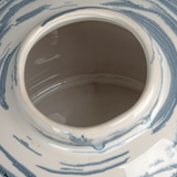 Stoneware ginger jar with blue striped design, JaBella Designs, Shopify