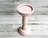 If you’re looking for shabby cottage chic dining table decorations or shelf decor, look no further! These hand-painted, wood candle holders complement almost any home or dining room decor. And they are a great choice for a farmhouse chic wedding reception. Place several of these candlesticks in a group for centerpiece or on a mantel in a living room for a vintage-inspired candlescape.