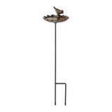 Cast iron elm leaf with decorative bird garden birdbath, JaBella Designs