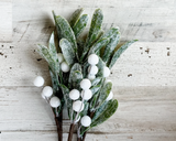 Set of frosted mistletoe greenery picks