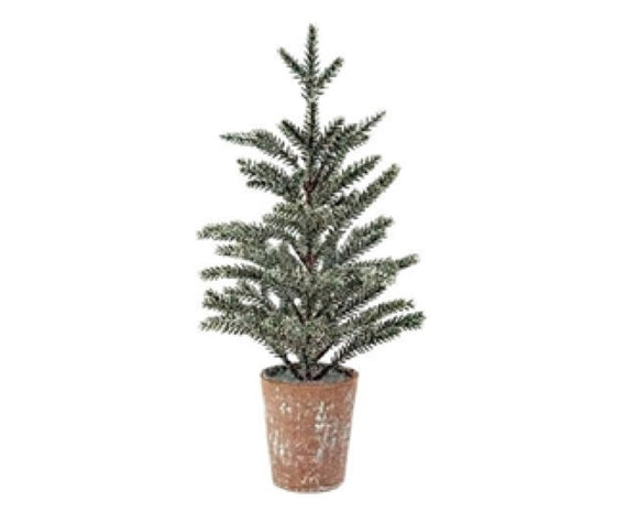 Artificial frosted pine tree in decorative pot, Christmas decorations, Winter greenery decor, JaBella Designs