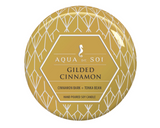 'Gilded Cinnamon' candle in gold tin container
Add the classic scent of cinnamon to your space this holiday season with these soy candles. Each one comes in a decorative tin container that has a geometric design. The candle features tones of cinnamon bark and tonka bean. These candles are vegan and cruelty-free. 
This item is proudly made in the USA.
Materials:
Metal container
Ingredients:
American-sourced soy blend, cotton wick, and luxury fragrance oils
Size:
4 ounces