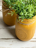 Mustard yellow hand-painted mason jar set
