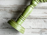 Wooden apple green pillar candle holder