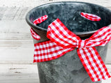 Red gingham bow country style pot cover
