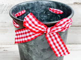 Red gingham bow country style pot cover