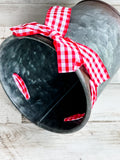 Red gingham bow country style pot cover