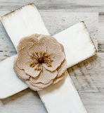 Embellished antique white wooden wall cross