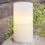 Keep children and pets safe from harm with these attractive LED pillar candles. Sold in pairs, each frosted plastic candle flickers with a lovely neutral white and is a great accent to your coastal, cottage farmhouse style. <br>