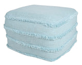 Add a good looking decorative accent to your space that is also practical for seating. Ottomans are multi-functional additions to your space that add fashion and practical value. This handmade piece is designed with mobility in mind so that it's easy to move from room to room. 
Materials:
Cotton shell, expanded polystyrene filling 
Dimensions:
18" wide x 14" high x 18" long
Care:
Spot-clean only 