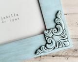 Light blue picture frame, 5x7 wood frame, embellished photo frames, JaBella Designs