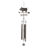 Weather vane country pig hanging wind chime