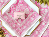 Set of 4 pickney pink fabric napkins
Add dramatic flair to your dining table this summer with these gorgeous fabric napkins. Each napkin is block printed by hand and features an intricate design along the front. Pair with silver or gold accents for a classic vibe, or pair with natural materials for a bohemian feel. 
These napkins are proudly made in the USA.
Materials:
Cotton
Dimensions:
20" square