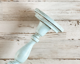 Robin’s egg blue pillar candle holder
*Made to order*
Add cottage chic style to your home decor with these wood candle holders, which also make for a great birthday gift. Place several of these candlesticks in a group on a dining room table for a centerpiece or on a mantel in a living room for a vintage-inspired candlescape.