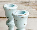 Spa blue candlesticks, JaBella Designs, Fixer Upper style