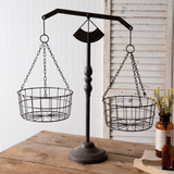 Tabletop metal balance scale with baskets, Dark brown scale, Rustic farmhouse scale, JaBella Designs