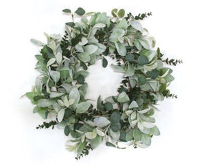 Artificial lamb's ear and eucalyptus wreath, Artificial greenery, Green wreath, Frosted green wreath, Year-round wreath, Faux greenery, JaBella Designs, Shopify, Southern Living style