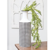 Black & white modern check enamel vase