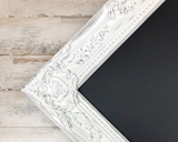 White silver chalkboard, Framed chalkboard, Ornate chalkboard, Shabby chic chalkboard, JaBella Designs