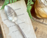 Add whimsical charm to your dinnerware collection with this hand-stamped vintage spoon. Each vintage spoon is hammered and stamped with the phrase, "Y'all Come Back Now," by an artisan in Wyoming. These spoons make for lovely gifts.