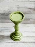 Wooden apple green pillar candle holder