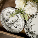 Black and white porcelain tray with floral design