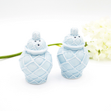 Light blue salt & pepper shaker set
Add elegance, texture and a timeless appeal to your next dinner party with this salt and pepper shaker set. Perfect for afternoon tea, bridal showers or birthday parties, these shakers are sure to impress. Not only are they boxed for easy gifting, but they match back to a countless number of textured pieces for easy mix-and-matching! Make every tablescape memorable with this set. 
Materials:
Ceramic
Dimensions:
3 1/4" wide x 2 1/4" deep x 4 1/4" high