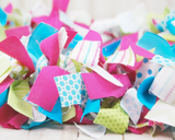 Bright fabric party garland, Hot pink turquoise & green garlands, Fireplace mantel party decor, Birthday party decorations