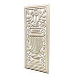 Carved 'Athena' wall hanging decor
Add a classic touch to an entryway or hallway with this gorgeous hand-carved wooden wall hanging. It features a whitewashed finish and ornate detailing. This large piece is perfect for French country or shabby farmhouse chic spaces.
Materials:
Wood
Dimensions:
14" wide x 3/4" deep x 32" long