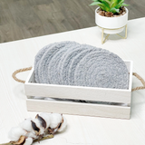 Gray braided cotton round coaster set
These coastal-inspired coasters are as practical as they are stylish. Not only will these coasters add warmth to your bars and table tops, they will also protect those surfaces from the heat of hot cups or the water from a cool beverage. You can even use them on desks to help protect your devices from splashes of coffee, energy drinks or even some water.
Materials:
100% Cotton
Dimensions:
4" diameter