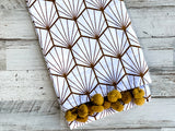 Geometric mustard yellow & white tea towel