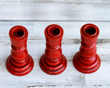 Country farmhouse barn red candlestick set