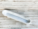 Long white rustic distressed bowl centerpiece