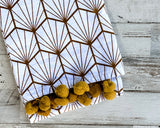 Geometric mustard yellow & white tea towel