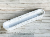 Long white rustic distressed bowl centerpiece