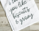White ‘I Love You’ Southern tea towel