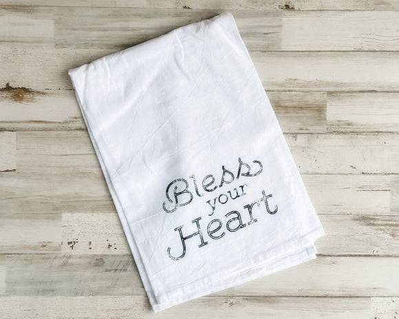 Southern ‘Bless Your Heart’ white tea towel