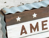 Neutral brown 'America' patriotic box sign