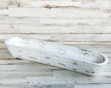 Long white rustic distressed bowl centerpiece