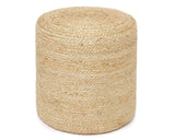 This handcrafted cylindrical, braided ottoman foot rest is a beautiful accent piece for the home. It complements almost any style decor, including rustic farmhouse and coastal living. Use it as a foot stool or for extra seating in a playroom. The possibilities are endless!  Materials: Jute, Thermocol inserts  Dimensions: 14 1/2" diameter x 16" high