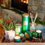 Small holiday 'Mistletoe & Holiday' green candle tin