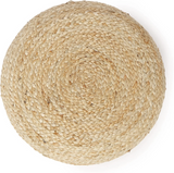 This handcrafted cylindrical, braided ottoman foot rest is a beautiful accent piece for the home. It complements almost any style decor, including rustic farmhouse and coastal living. Use it as a foot stool or for extra seating in a playroom. The possibilities are endless!  Materials: Jute, Thermocol inserts  Dimensions: 14 1/2" diameter x 16" high
