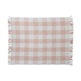 Kids buffalo check blanket, Kids pink and white blanket, Throw blanket with fringe, Hand-woven blanket, JaBella Designs, Little Blessings