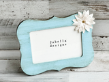 Embellished robin's egg bue 4x6 scallop frame