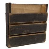 Rustic black slat wooden wall hanging bin