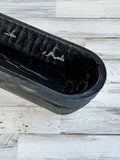 Long black rustic distressed bowl centerpiece