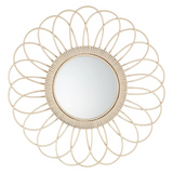 Natural rattan sunburst wall hanging mirror
Add brightness and style to any room with this lovely wall mirror. It is the perfect size for small entryway and would look great grouped with other coordinating items for a gallery wall.
Materials:
Rattan, glass
Dimensions:
1" deep x 19 3/4" diameter